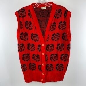 Vintage Highland Fair Rose Scottish Red Sweater Vest Medium